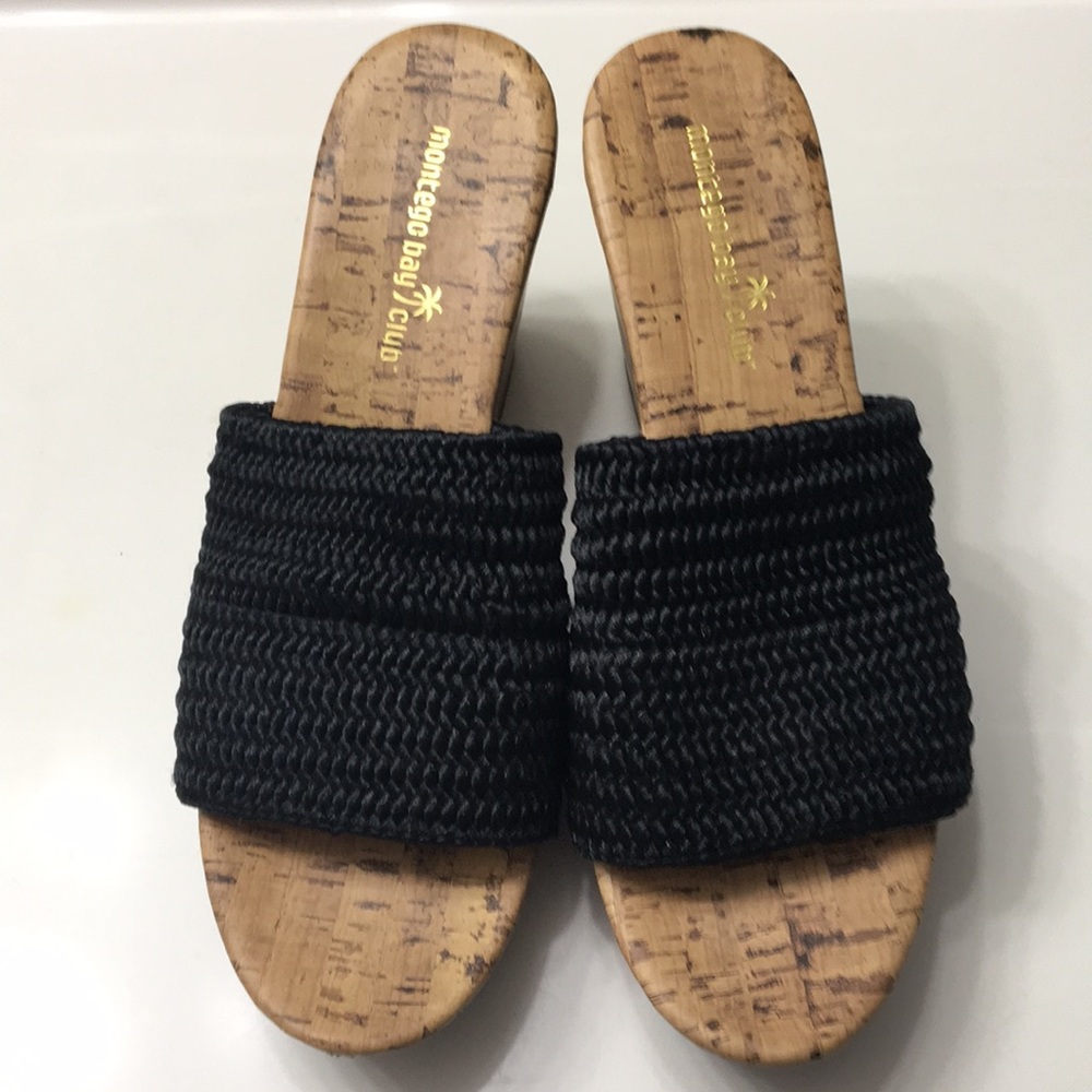 Montego Bay Club Black Brown Heeled Sandals 8.5